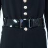 Black Gloss PVC Parade Belt, 57mm Width (2 1/4"), complete with Chrome Buckles