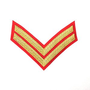 Large Gold on Red, 2 Bar Chevron Badge