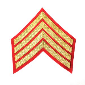 Large Gold on Red, 4 Bar Chevron Badge