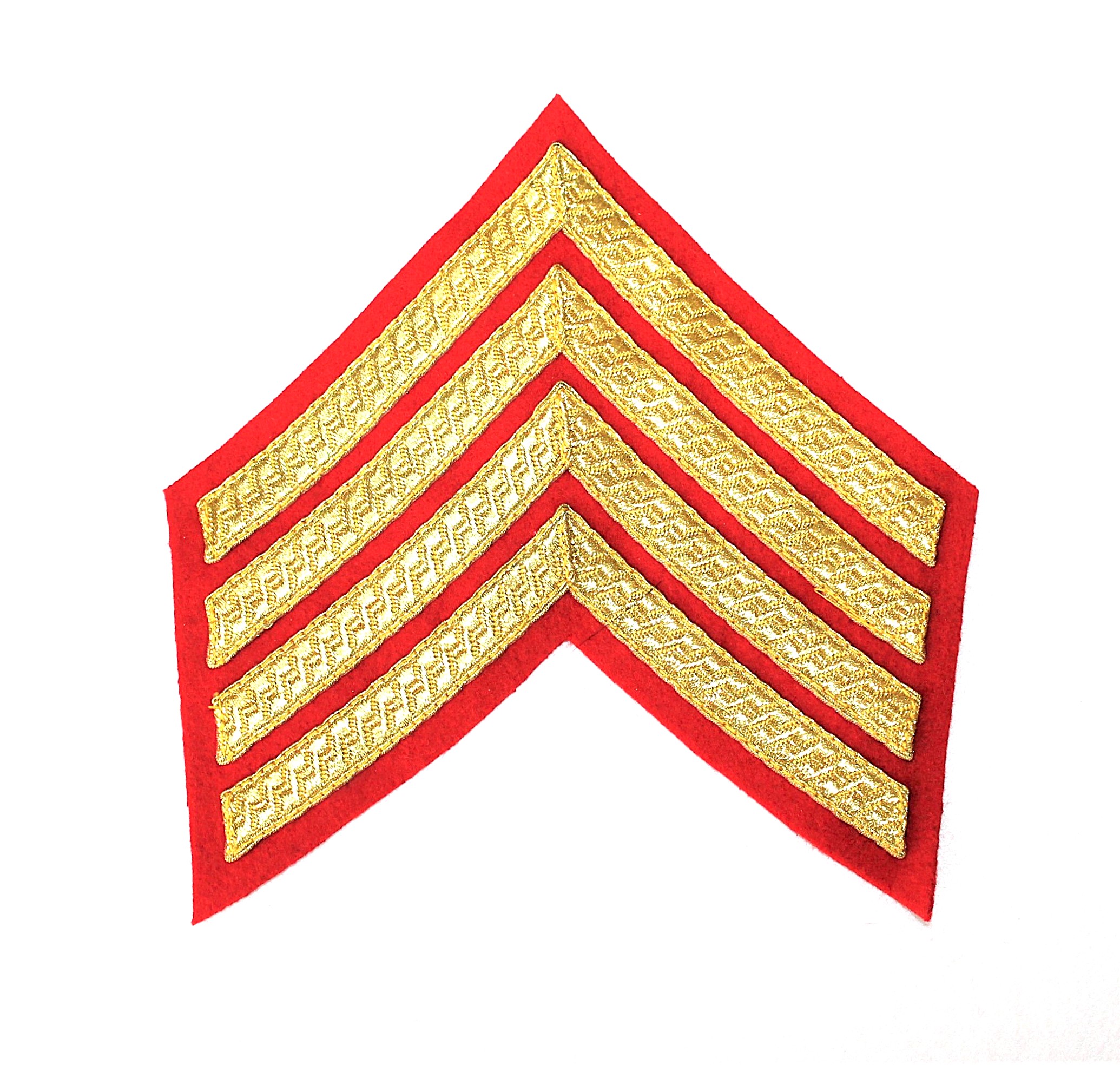 Large Gold on Red, 4 Bar Chevron Badge