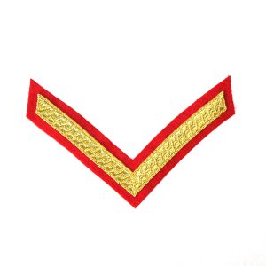 Large Gold on Red, 1 Bar Chevron Badge