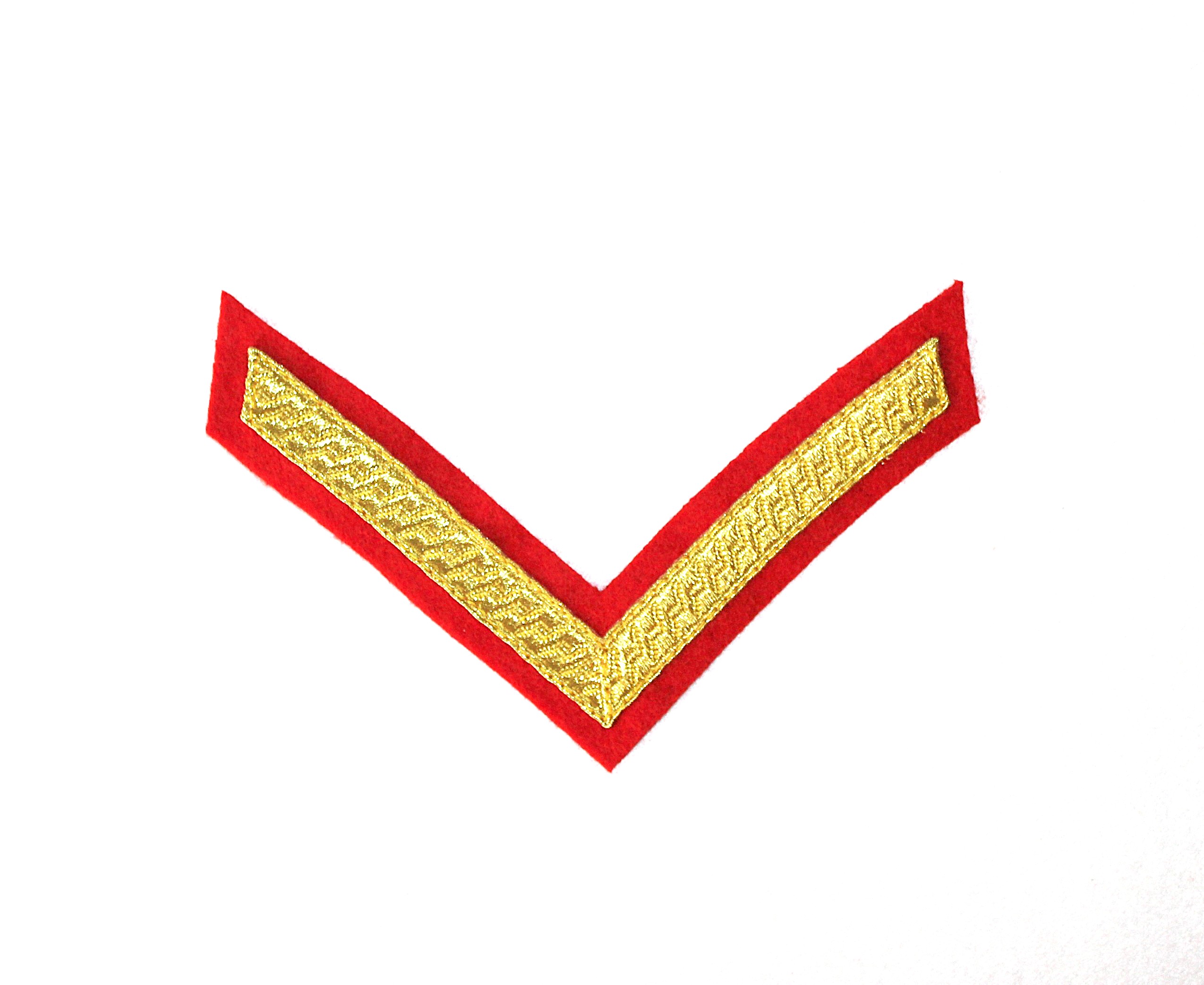 Large Gold on Red, 1 Bar Chevron Badge