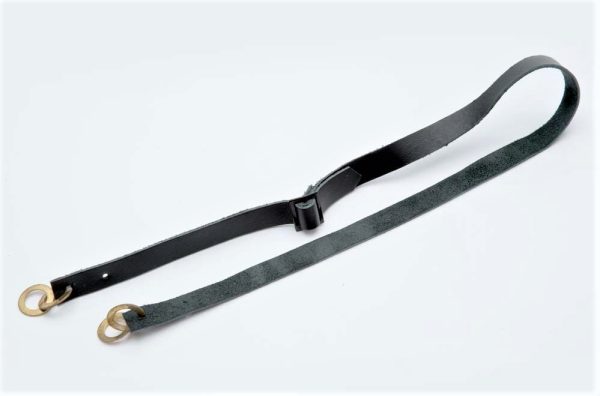 Adjustable Length Black Leather Chin Strap with securing rings - Image 2