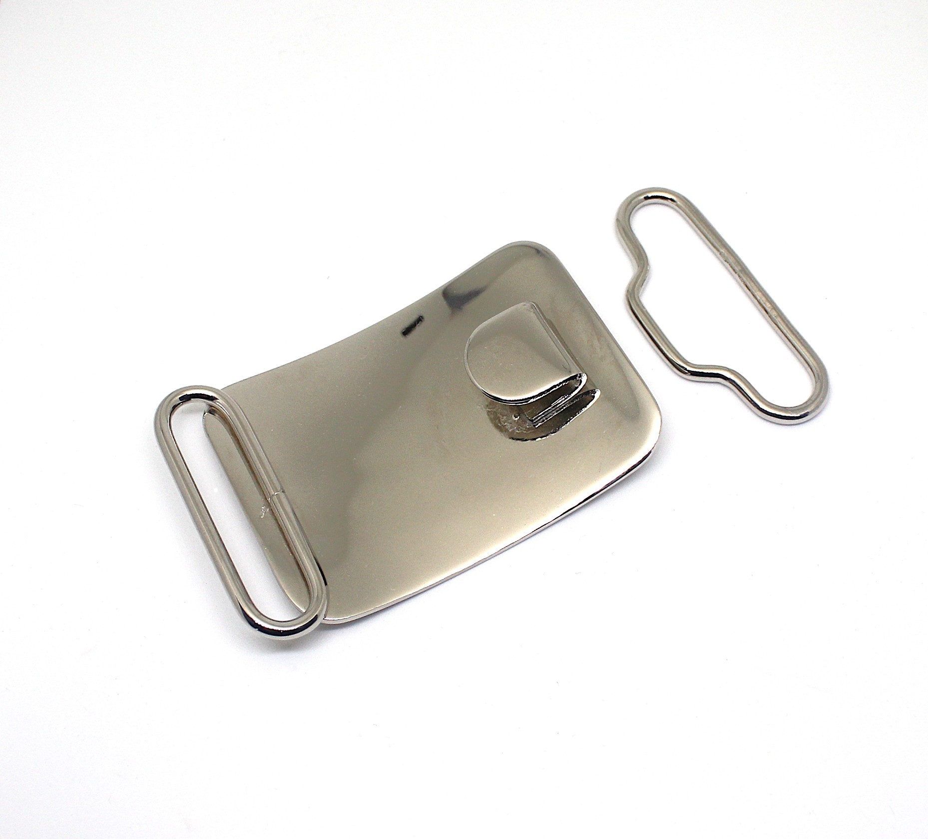 Chrome finish Plain Plate Buckle to fit 45mm Width (1 3/4") Belts - Image 2