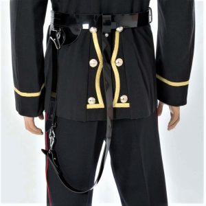 Black Gloss PVC, W.O.s Ceremonial Sword Belt, 45mm width (1 3/4") with Chrome finish Fittings