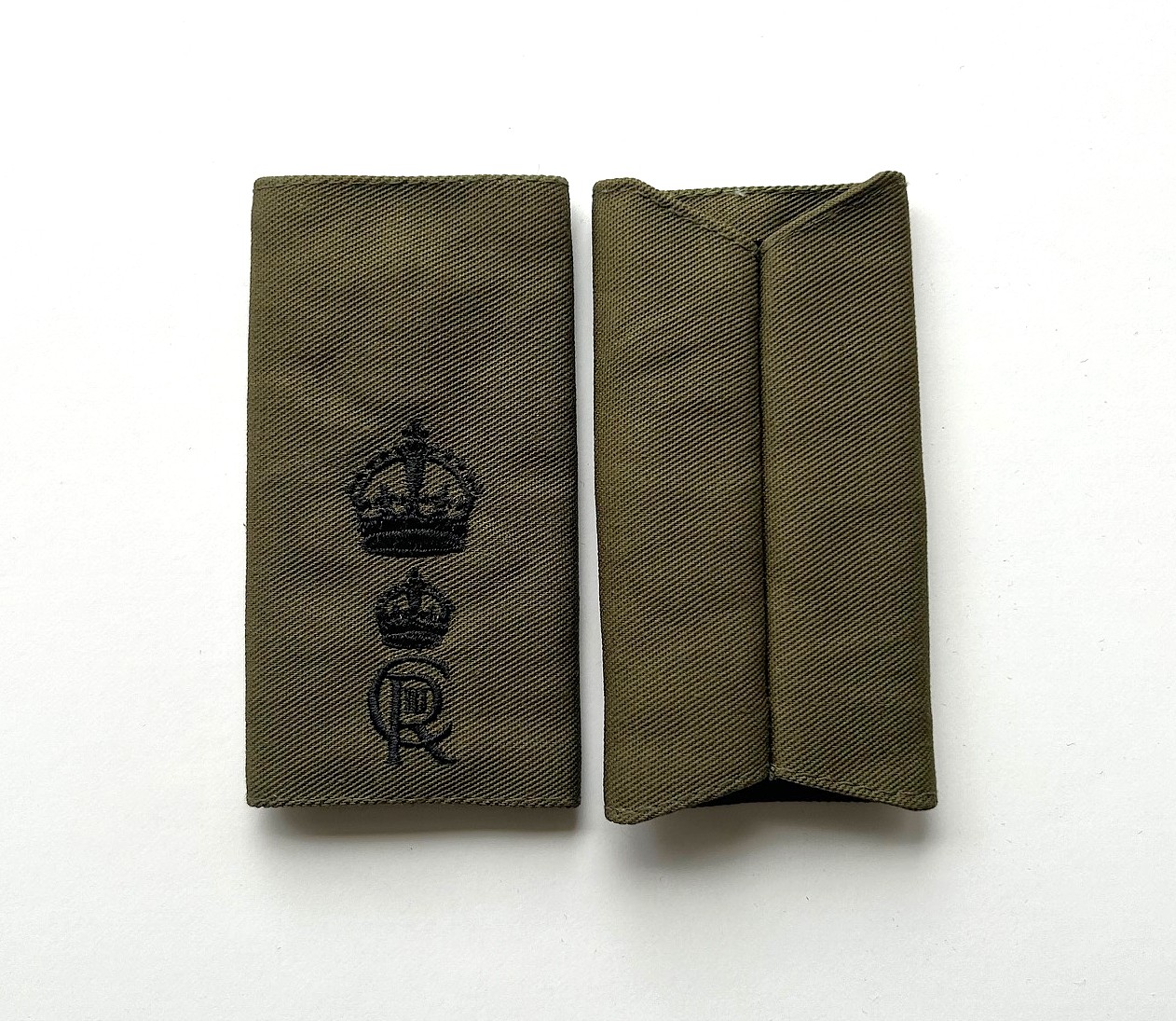 RM 'Major' Black on Green Rank Slides (Pair) with Kings Crown & Royal Cypher - Image 3