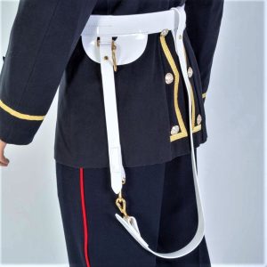 White Gloss PVC, W.O.s Ceremonial Sword Belt, 45mm width (1 3/4") with Gold finish Fittings