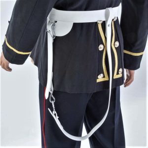 White Matt PVC, W.O.s Ceremonial Sword Belt, 45mm width (1 3/4") with Chrome finish Fittings