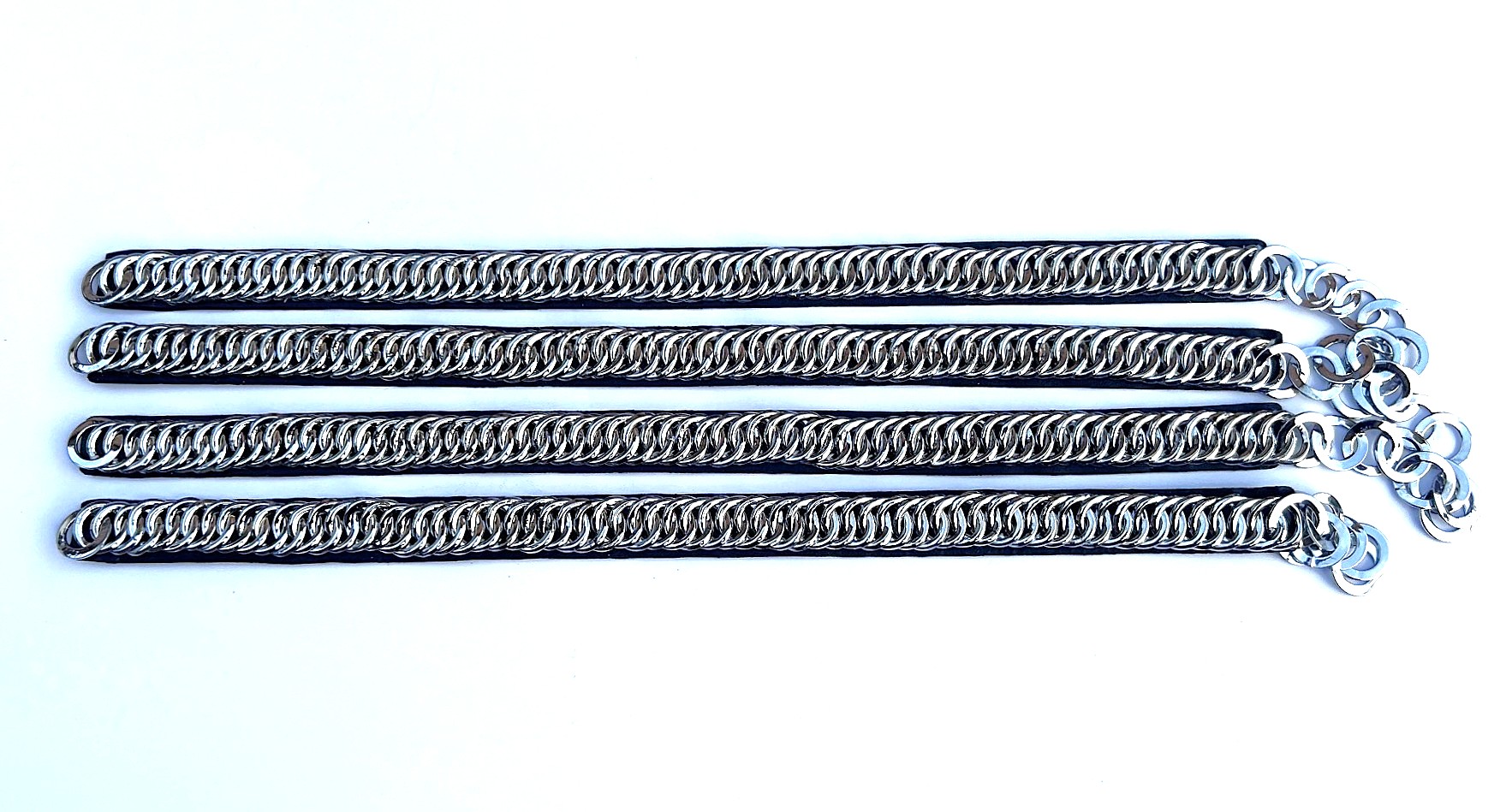 Reduced to clear: Chrome Chin Chain on Black Leather Backing - Image 2