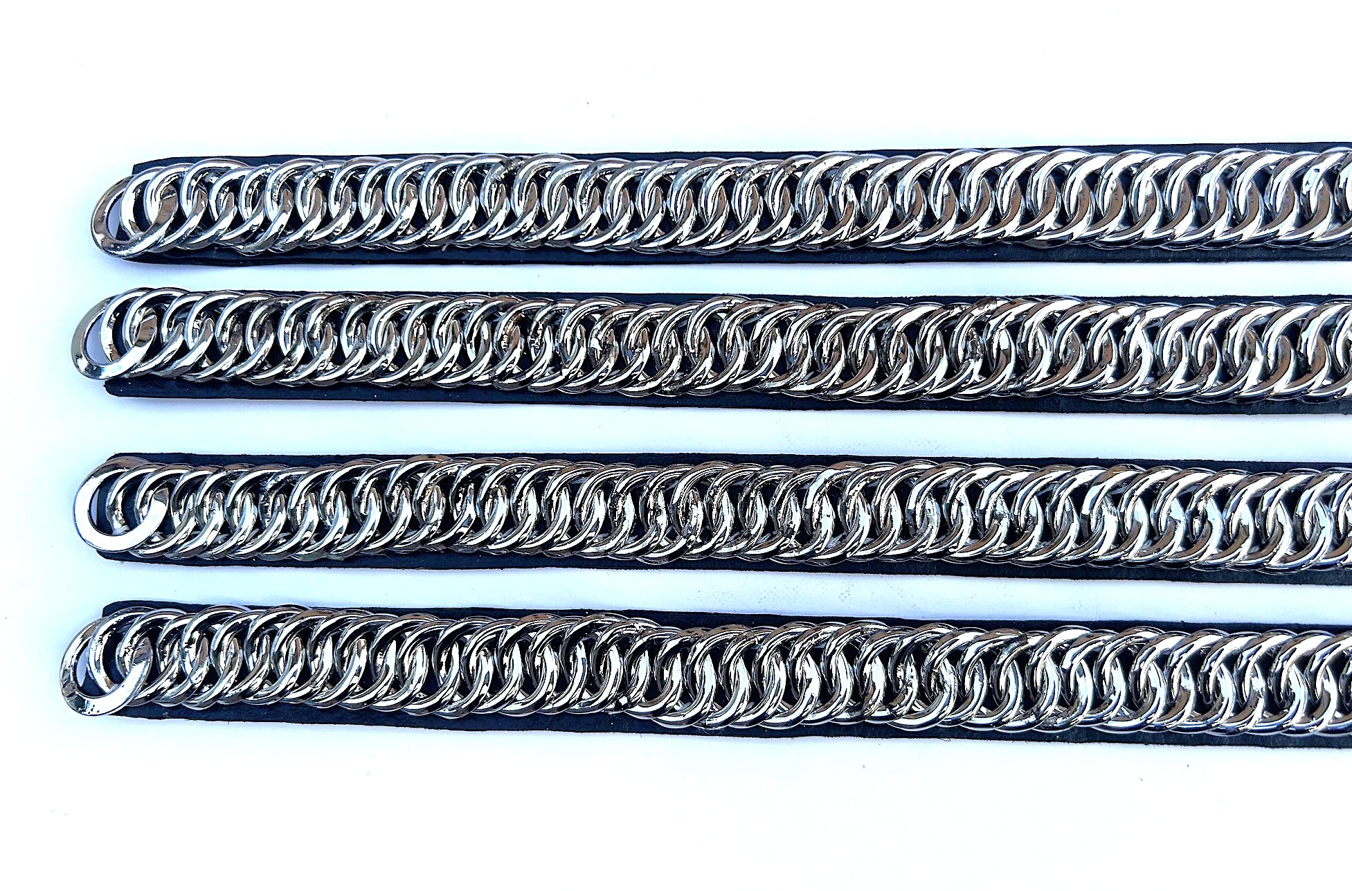 Reduced to clear: Chrome Chin Chain on Black Leather Backing - Image 3